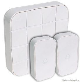   TRACON BELLW1-2V1 Vezeték nélküli csengő, négyzetes, 2 adó, 1 vevő 3×AA, 1×CR2032, IP44, 100m, 10 music