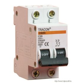   TRACON C60-50-2 Kismegszakító, 2 pólus, C karakterisztika 50A, 4,5kA