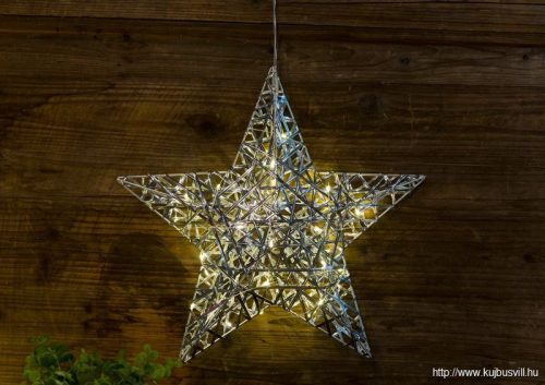 CHRSTM30WW LED karácsonyi ablakdísz, csillag, fém, elemes
