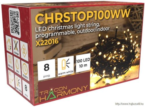 CHRSTOP100WW Karácsonyi programozható fényfüzér, kültéri/beltéri