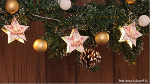 CHRSTSTPW10WW LED karácsonyi lánc, csillag,feliratos, fehér, elemes X22054