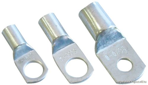 CL10-6 Szigeteletlen szemes csősaru, ónozott elektrolitréz 10mm2, M6, (d1=4,5mm, d2=6,4mm)