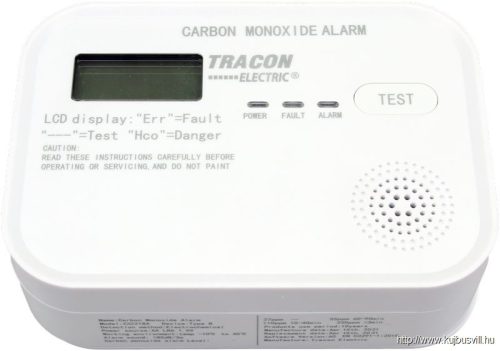 TRACON CO218A Szén-monoxid (CO) érzékelő 4,5 VDC (3×1,5V AA), >85 dB