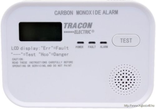 TRACON CO218A Szén-monoxid (CO) érzékelő 4,5 VDC (3×1,5V AA), >85 dB