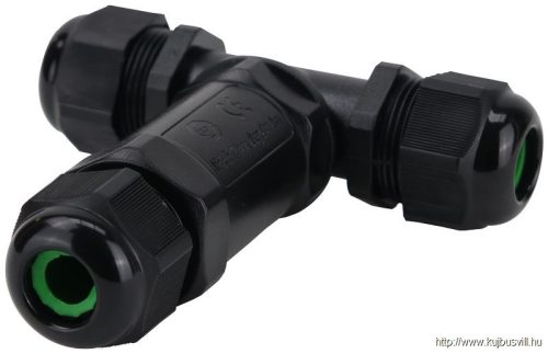 TRACON CST4-T3P Tömítőszelencés kábeltoldó, T-elágazó 0.5-4 mm2, IP68, PC+PA6.6, 3P, 450VAC, 24A