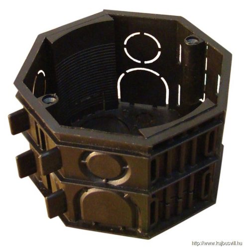 D70/8 Perforált szerelvénydoboz süllyesztett, nyolcszögletű,fekete 72×72×46mm