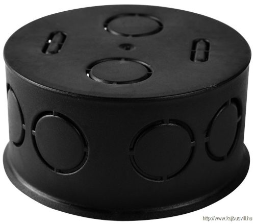 TRACON D80 Perforált kötődoboz süllyesztett, sima, fekete 80×45mm