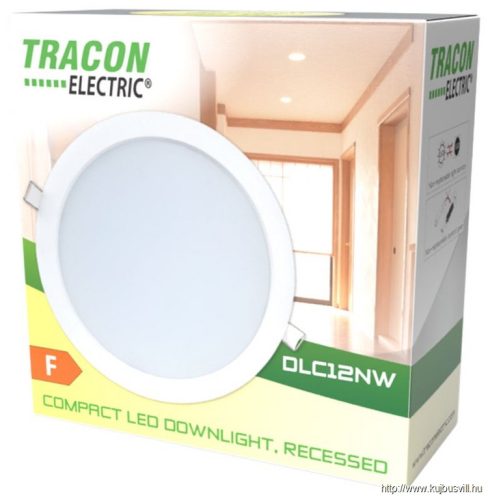 TRACON DLC12NW Kompakt beépíthető LED mélysugárzó 230VAC, 12W, 4000K, 1050lm. IP20, EEI=F