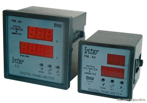 DTT-1-96 Digitális amper és voltmérő állítható áramváltó áttétellel 96×96mm, 500V AC, 0-9500/5A AC