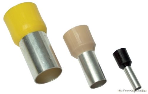 TRACON E113 Szigetelt (PA6.6) érvéghüvely, ónozott elektrolitréz, piros 1,5mm2, L=14,6mm