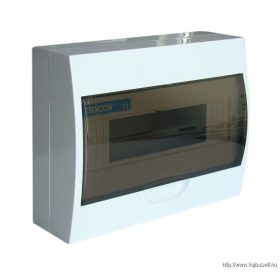   TRACON EDFK-12/1 Falon kívüli elosztódoboz, füstszínű ajtóval, N/PE sínnel 1×12 modul, IP40, (H×W×D=200×256×95mm)