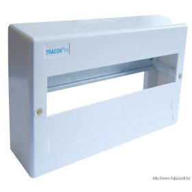   TRACON EDFK-12/1AN Falon kívüli elosztódoboz, ajtó nélkül, N/PE sínnel 1×12 modul, IP40, (H×W×D=160×260×65mm)