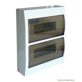   TRACON EDFK-12/2 Falon kívüli elosztódoboz, füstszínű ajtóval, N/PE sínnel 2×12 (24) modul, IP40, (H×W×D=325×270×98mm)