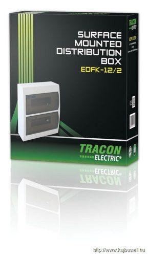 TRACON EDFK-12/2 Falon kívüli elosztódoboz, füstszínű ajtóval, N/PE sínnel 2×12 (24) modul, IP40, (H×W×D=325×270×98mm)