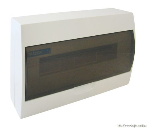 TRACON EDFK-18/1 Falon kívüli elosztódoboz, füstszínű ajtóval, N/PE sínnel 1×18 modul, IP40, (H×W×D=220×364×96mm)