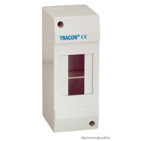  TRACON EDFK-1/1AN Falon kívüli elosztódoboz, ajtó nélkül 1×1 modul, IP40, (H×W×D=130×32×62mm)