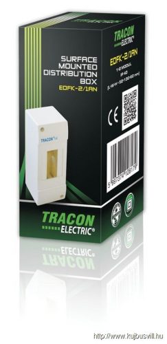 TRACON EDFK-2/1AN Falon kívüli elosztódoboz, ajtó nélkül 1×2 modul, IP40, (H×W×D=130×52×62mm)