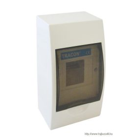   TRACON EDFK-4/1 Falon kívüli elosztódoboz, füstszínű ajtóval, N/PE sínnel 1×4 modul, IP40, (H×W×D=200×112×92mm)