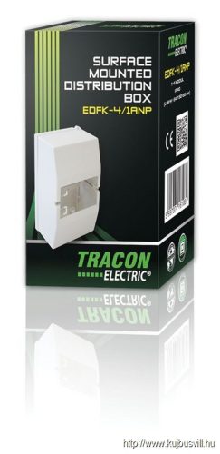 TRACON EDFK-4/1ANP Falon kívüli elosztódoboz, ajtó nélkül, zárópecsételhető 1×4 modul, IP40, (H×W×D=150×84×68mm)