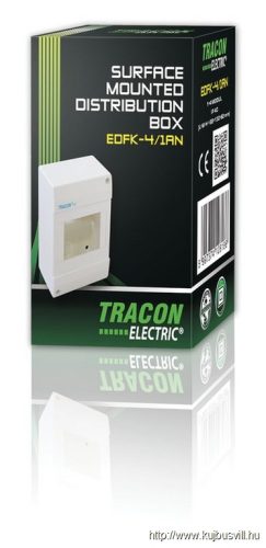 TRACON EDFK-4/1AN Falon kívüli elosztódoboz, ajtó nélkül 1×4 modul, IP40, (H×W×D=130×82×62mm)