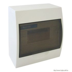   TRACON EDFK-8/1 Falon kívüli elosztódoboz, füstszínű ajtóval, N/PE sínnel 1×8 modul, IP40, (H×W×D=200×184×95mm)