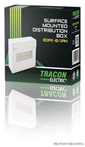 TRACON EDFK-8/1AN Falon kívüli elosztódoboz, ajtó nélkül 1×8 modul, IP40, (H×W×D=160×160×62mm)