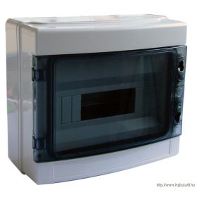   TRACON EDFKIP65-12/1 Falon kívüli elosztódoboz, átlátszó ajtóval, N/PE sínnel 1×12 mod, H×W×D=260×300×140mm, IP65, 660V AC, 1000 V DC