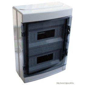   TRACON EDFKIP65-12/2 Falon kívüli elosztódoboz, átlátszó ajtóval, N/PE sínnel 2×12 mod, H×W×D=415×300×140mm, IP65, 660V AC, 1000 V DC