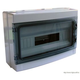   TRACON EDFKIP65-18/1 Falon kívüli elosztódoboz, átlátszó ajtóval, N/PE sínnel 1×18 mod, H×W×D=285×410×140mm, IP65, 660V AC, 1000 V DC