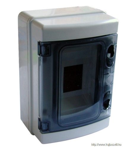 EDFKIP65-4/1 Falon kívüli elosztódoboz, átlátszó ajtóval, N/PE sínnel 1×4 mod, H×W×D=210×140×100mm, IP65, 660V AC, 1000 V DC