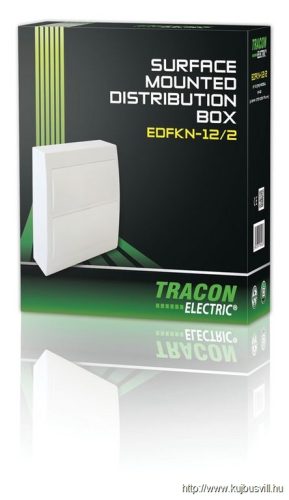 TRACON EDFKN-12/2 Falon kívüli elosztódoboz, fehér ajtóval, N/PE sínnel 2×12 (24) modul, IP40, (H×W×D=325×270×98mm)