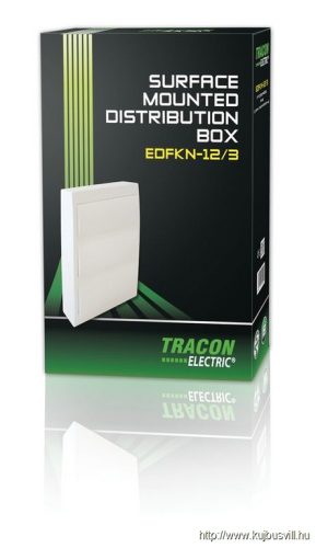 TRACON EDFKN-14/3 Falon kívüli elosztódoboz fehér ajtóval, N/PE sínnel 3×14 (42) modul, IP40, (H×W×D=473×305×101mm)