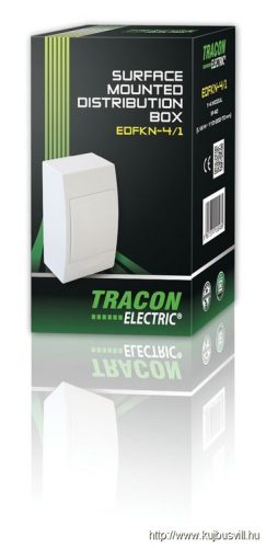 TRACON EDFKN-4/1 Falon kívüli elosztódoboz, fehér ajtóval, N/PE sínnel 1×4 modul, IP40, (H×W×D=200×112×92mm)