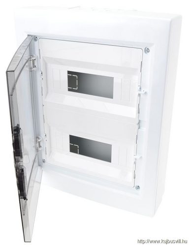 TRACON EDFKS-12/2 Falon kívüli elosztódoboz, füstszínű-sík ajtóval, NPE nélkül 2×12 (24) modul, IP40, (H×W×D=415×330×100mm)