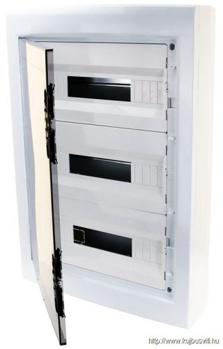 TRACON EDFKS-18/3 Falon kívüli elosztódoboz, füstszínű-sík ajtóval, NPE nélkül 3×18 (54) modul, IP40, (H×W×D=670×464×120mm)