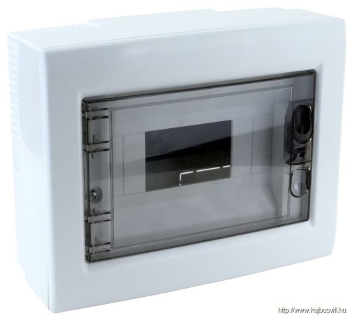 EDFKS-8/1 Falon kívüli elosztódoboz, füstszínű-sík ajtóval, NPE nélkül 1×8 (8) modul, IP40, (H×W×D=195×240×90mm)