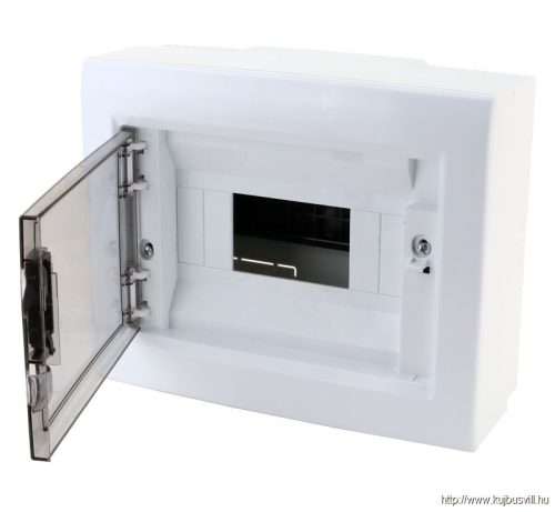 TRACON EDFKS-8/1 Falon kívüli elosztódoboz, füstszínű-sík ajtóval, NPE nélkül 1×8 (8) modul, IP40, (H×W×D=195×240×90mm)