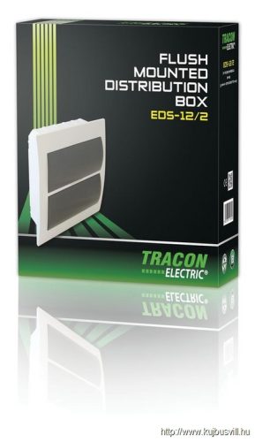 TRACON EDS-12/2 Süllyesztett elosztódoboz, füstszínű ajtóval, N/PE sínnel 2×12 (24) modul, IP40, (H×W×D=310×257×76mm)