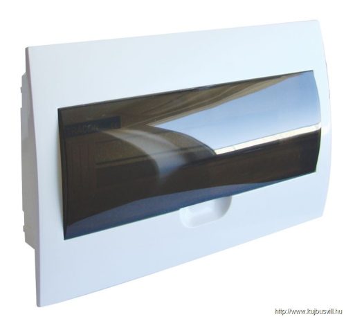 EDS-18/1 Süllyesztett elosztódoboz, füstszínű ajtóval, N/PE sínnel 1×18 modul, IP40, (H×W×D=216×363×76mm)