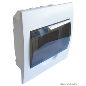   TRACON EDS-8/1 Süllyesztett elosztódoboz, füstszínű ajtóval, N/PE sínnel 1×8 modul, IP40, (H×W×D=200×186×66mm)