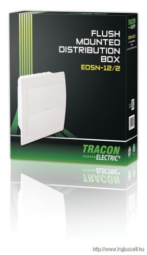 TRACON EDSN-12/2 Süllyesztett elosztódoboz, fehér ajtóval, N/PE sínnel 2×12 (24) modul, IP40, (H×W×D=310×257×76mm)
