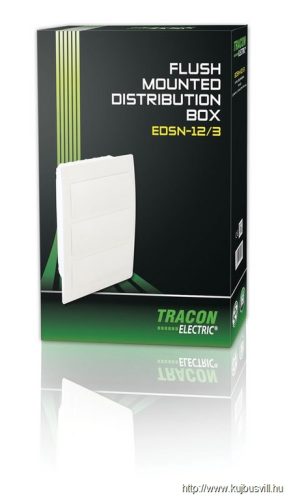 TRACON EDSN-14/3 Süllyesztett elosztódoboz, fehér ajtóval, N/PE sínnel 3×14 (42) modul, IP40, (H×W×D=455×293×76mm)