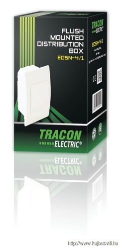 TRACON EDSN-4/1 Süllyesztett elosztódoboz, fehér ajtóval, N/PE sínnel 1×4 modul, IP40, (H×W×D=200×112×66mm)