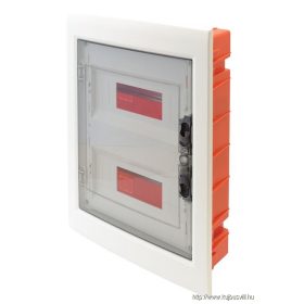   TRACON EDSS-12/2 Süllyesztett elosztódoboz, füstszínű-sík ajtóval, NPE nélkül 2×12 (24) modul, IP40, (H×W×D=395×305×85mm)