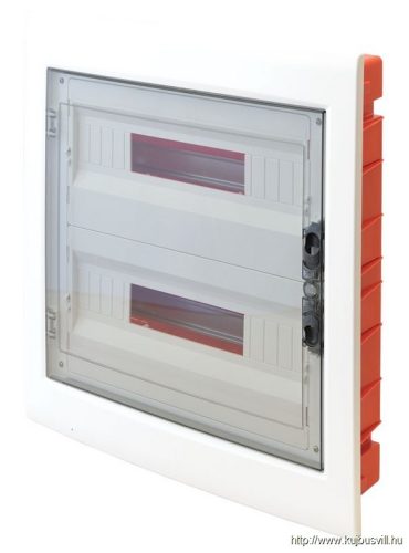 EDSS-18/2 Süllyesztett elosztódoboz, füstszínű-sík ajtóval, NPE nélkül 2×18 (36) modul, IP40, (H×W×D=480×440×90mm)