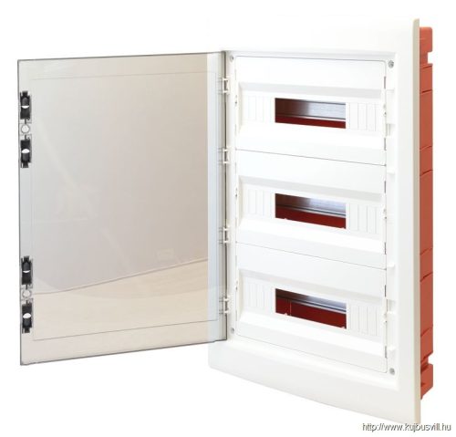 TRACON EDSS-18/3 Süllyesztett elosztódoboz, füstszínű-sík ajtóval, NPE nélkül 3×18 (54) modul, IP40, (H×W×D=655×440×90mm)