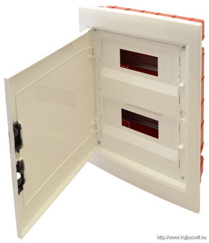 TRACON EDSSN-12/2 Süllyesztett elosztódoboz, fehér-sík ajtóval, NPE nélkül 2×12 (24) modul, IP40, (H×W×D=395×305×85mm)