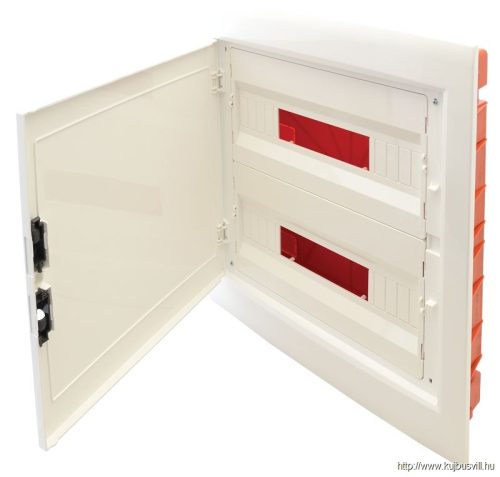TRACON EDSSN-18/2 Süllyesztett elosztódoboz, fehér-sík ajtóval, NPE nélkül 2×18 (36) modul, IP40, (H×W×D=480×440×90 mm)