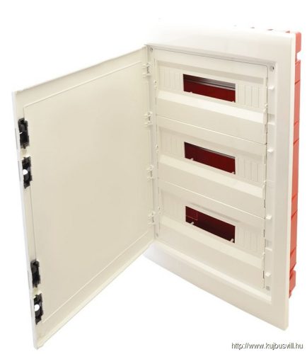 TRACON EDSSN-18/3 Süllyesztett elosztódoboz, fehér-sík ajtóval, NPE nélkül 3×18 (54) modul, IP40, (H×W×D=655×440×90 mm)