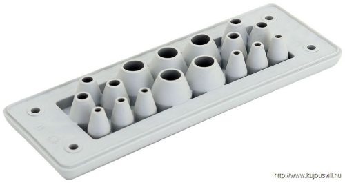 EKBV-24 Elosztószekrény kábelbevezető,gumi, 17db kábelhez 153×56×19mm, IP65